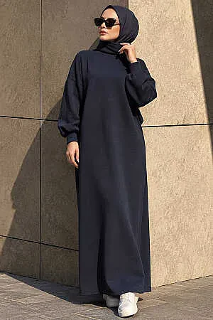 Modest Navy Blue Long Sleeve Dress 23641L 