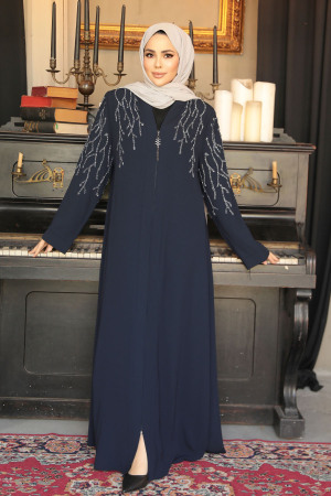 Modest Navy Blue Plus Size Abaya 29110L - 1