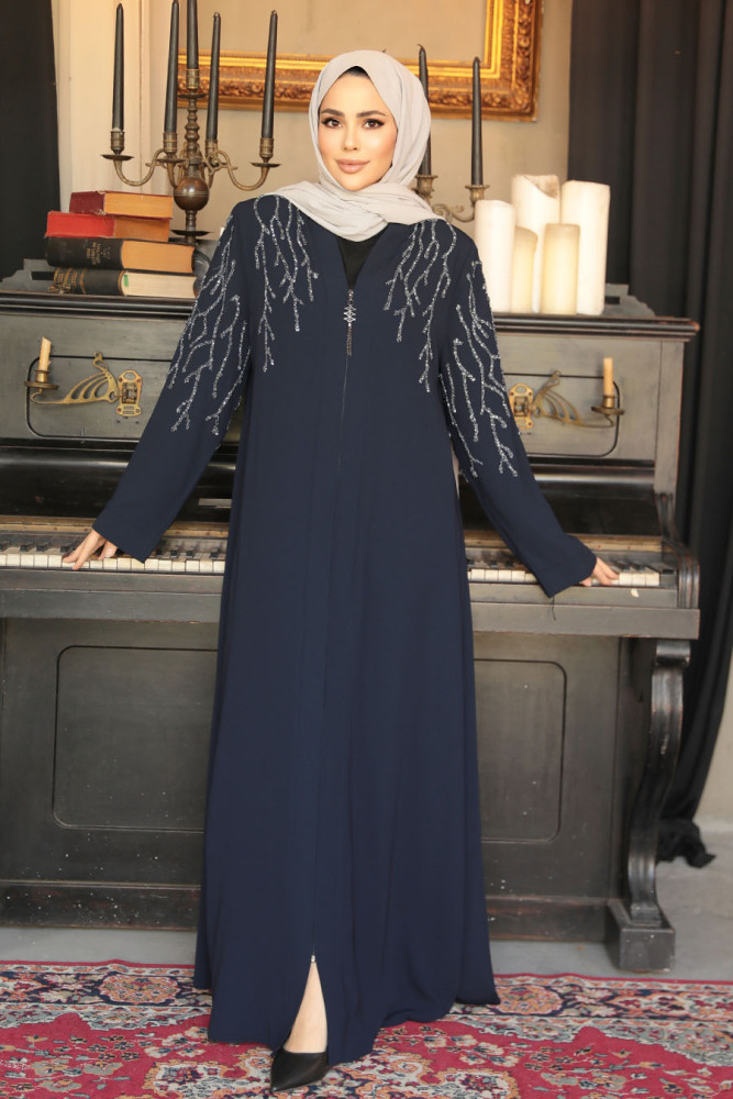 Modest Navy Blue Plus Size Abaya 29110L - 1