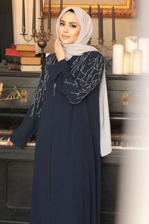 Modest Navy Blue Plus Size Abaya 29110L - 2