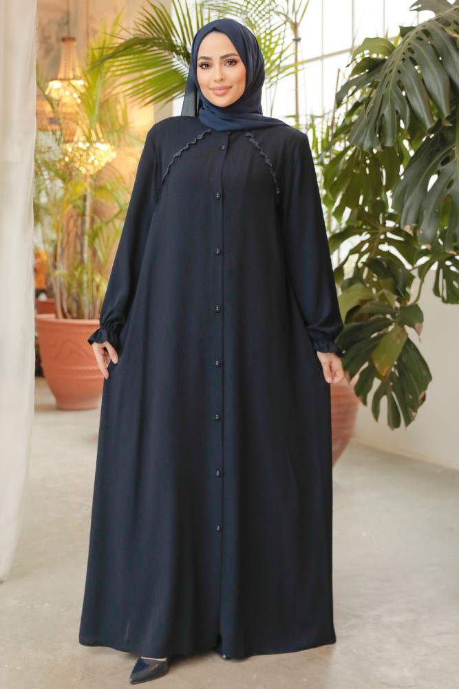 Modest Navy Blue Plus Size Abaya 45275L - 1