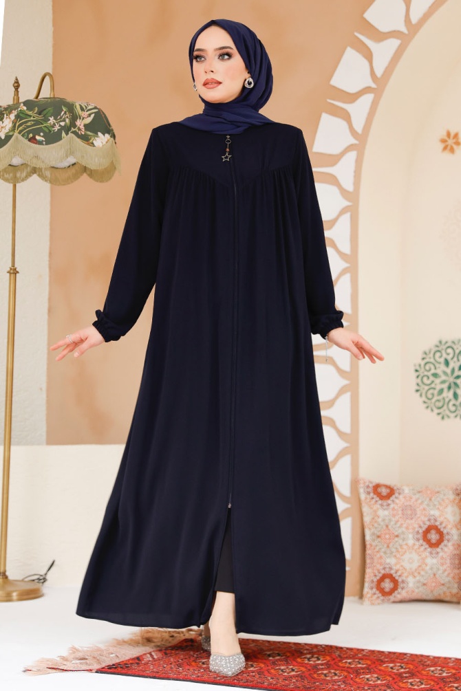 Modest Navy Blue Plus Size Abaya 45285L - 2