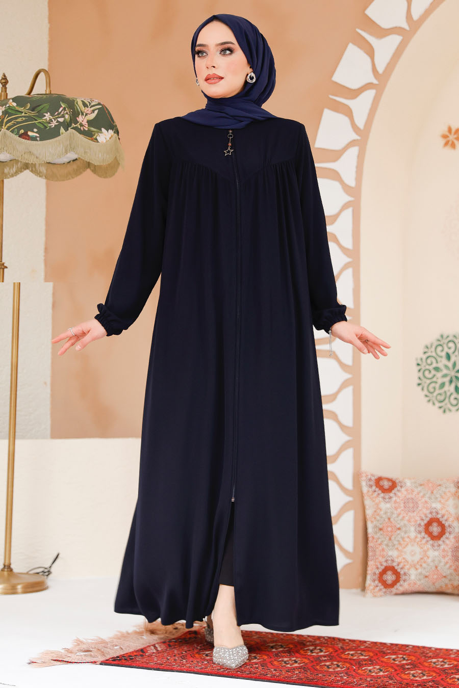 Modest Navy Blue Plus Size Abaya 45285L - 1