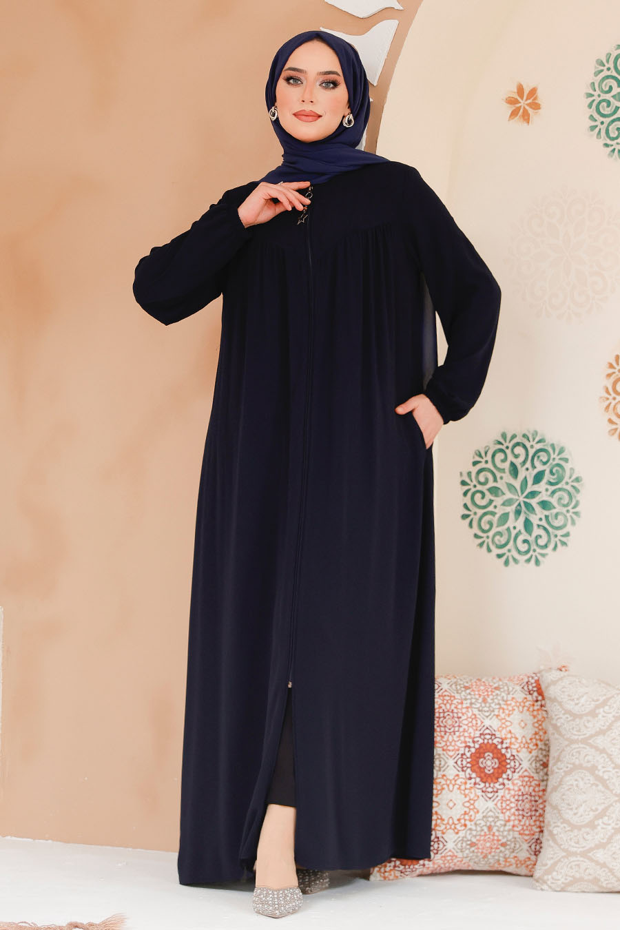 Modest Navy Blue Plus Size Abaya 45285L - 3