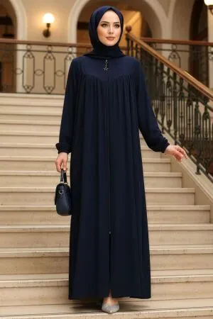 Modest Navy Blue Plus Size Abaya 45285L 