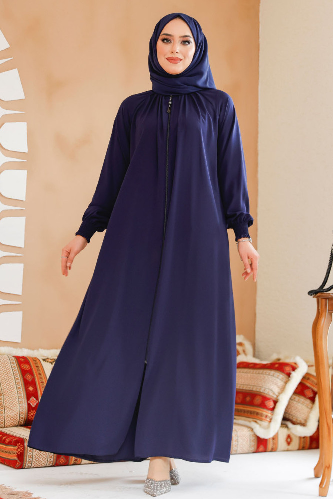 Modest Navy Blue Plus Size Abaya 45293L - 1