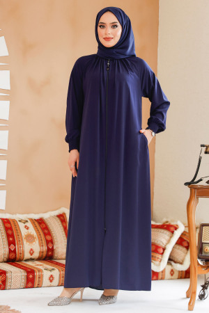 Modest Navy Blue Plus Size Abaya 45293L - 2