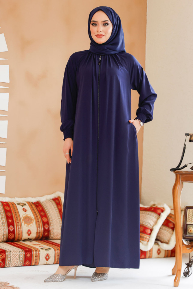 Modest Navy Blue Plus Size Abaya 45293L - 2