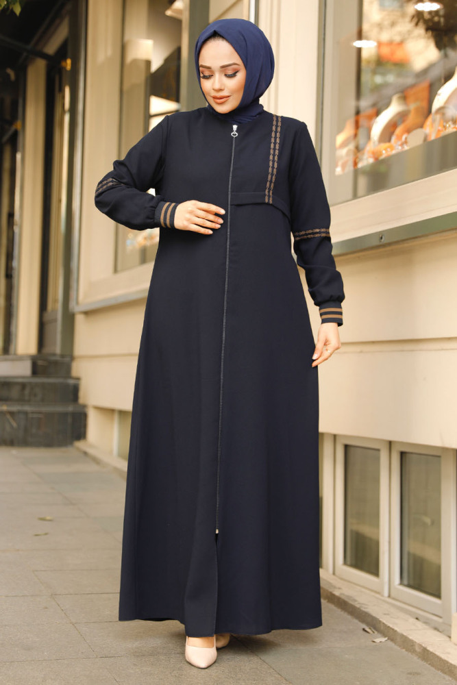 Modest Navy Blue Plus Size Abaya 62102L - 3