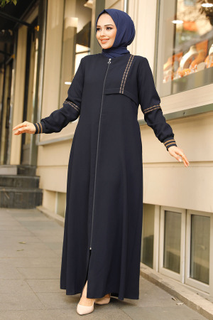 Modest Navy Blue Plus Size Abaya 62102L - 1