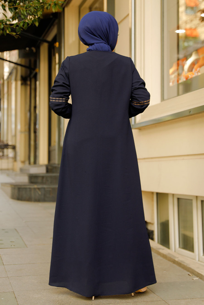 Modest Navy Blue Plus Size Abaya 62102L - 4