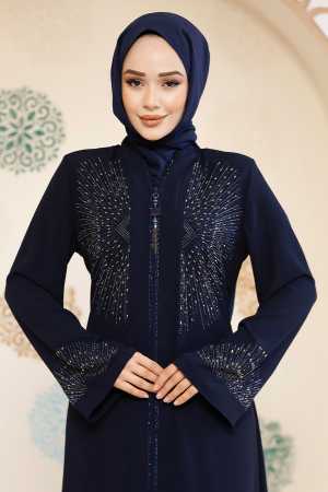Modest Navy Blue Plus Size Abaya For Women 17007L - 2