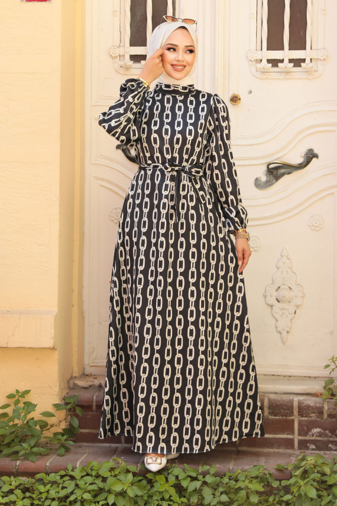 Modest Black Summer Dress 23422S - 1