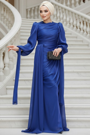 Modest Navy Blue Prom Dress 48491L - 1