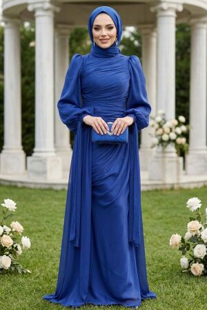 Modest Navy Blue Prom Dress 48491L - 1