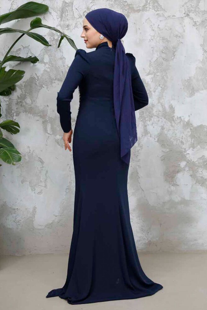 Modest Navy Blue Prom Dress 4964L - 4