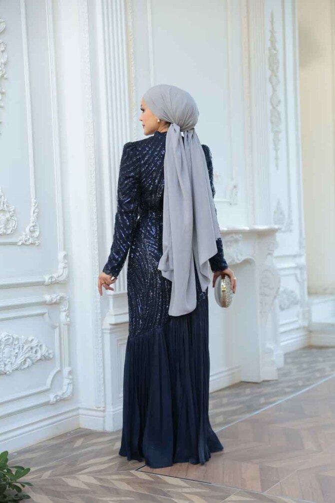 Modest Navy Blue Prom Dress 50261L - 7