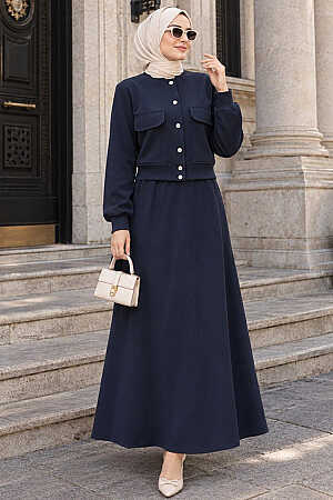 Modest Navy Blue Skirt Dual Suit 12261L 
