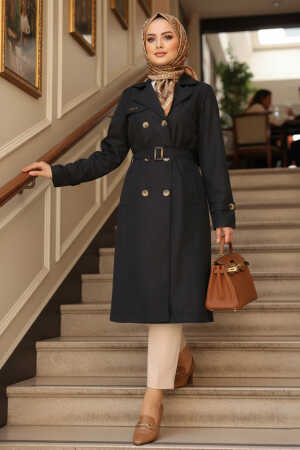 Modest Navy Blue Trench Coat 60500L - 1