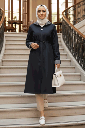 Modest Navy Blue Trench Coat 685L - NEVA STYLE
