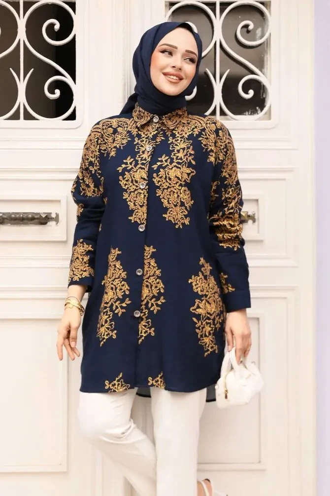 Modest Navy Blue Tunic 20413L - 1