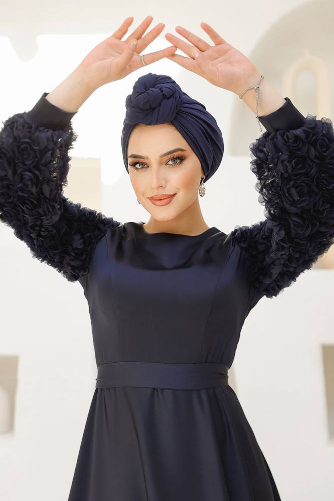 Modest Navy Blue Wedding Dress 4661L - 5