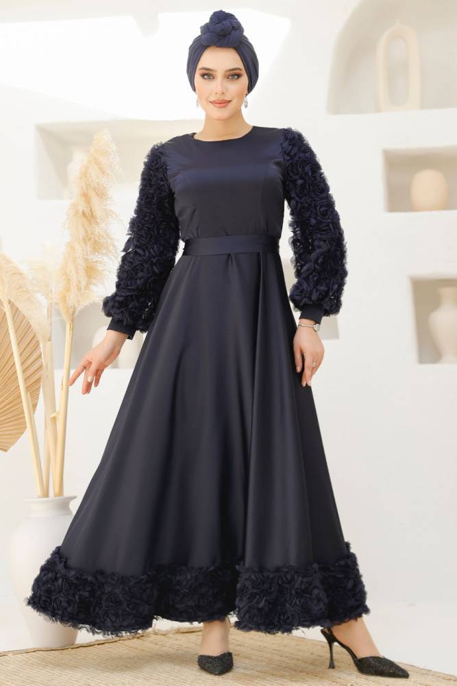 Modest Navy Blue Wedding Dress 4661L - 4