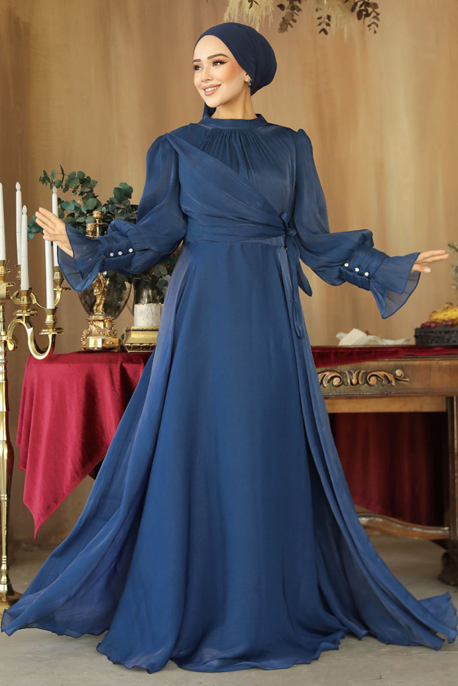 Modest Navy Blue Wedding Dress 48051L - 2