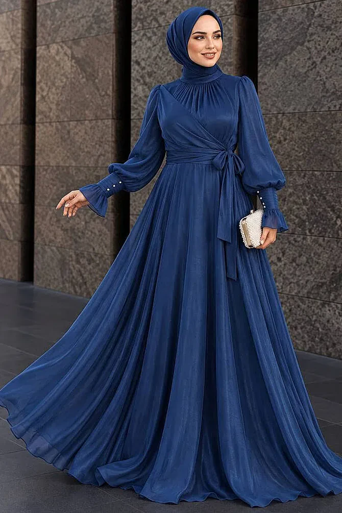 Modest Navy Blue Wedding Dress 48051L - 1