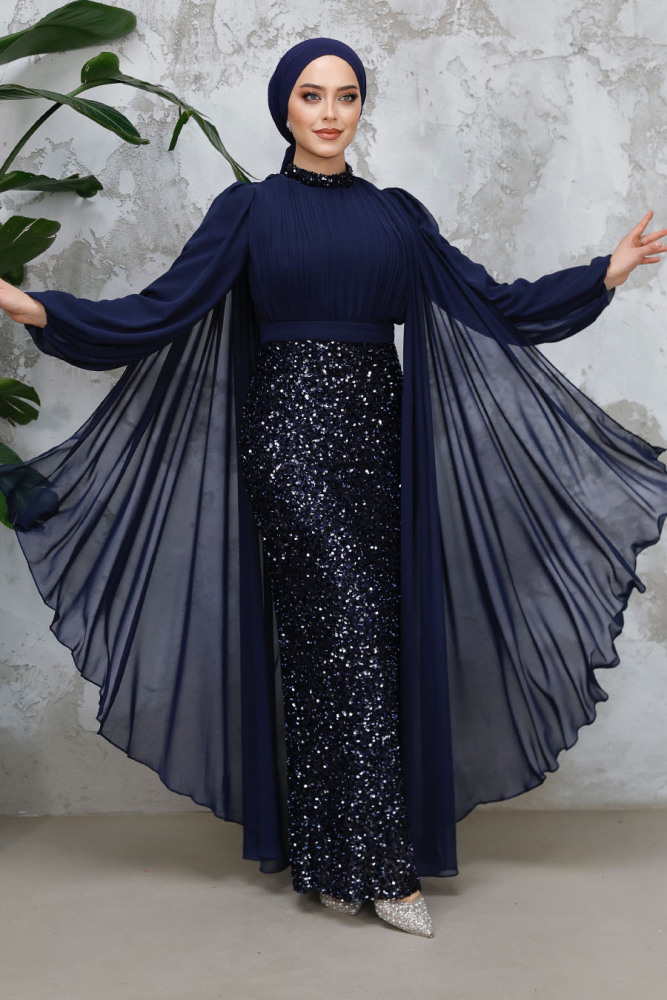 Modest Navy Blue Wedding Dress 50231L - 1
