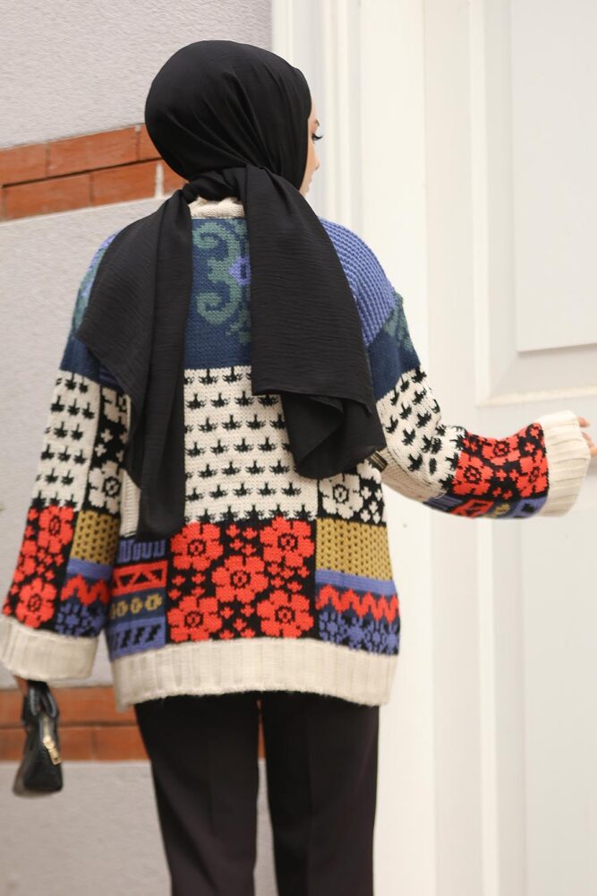 Modest Patterned Knitwear Jumper Tunic 107002DSN - 3