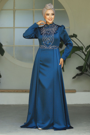 Modest Petrol Green Bridesmaid Dress 25878PY - 1