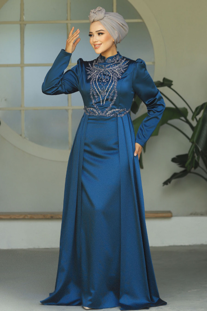 Modest Petrol Green Bridesmaid Dress 25878PY - 2