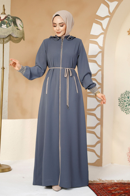 Modest Petrol Green Plus Size Abaya 81151PY - 4