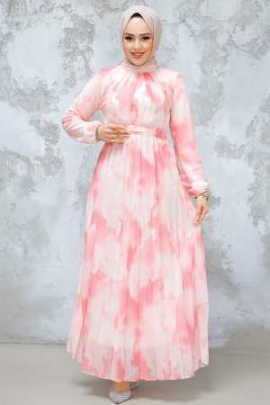 Modest Pink Chiffon Dress 34469P - 2