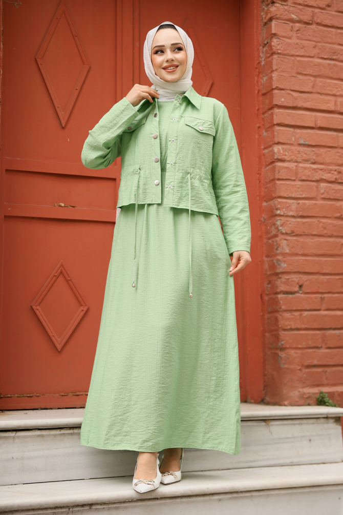 Modest Pistachio Green Dual Suit Dress 44651FY - 1