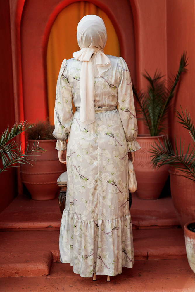 Modest Pistachio Green Long Sleeve Dress 60901FY - 4