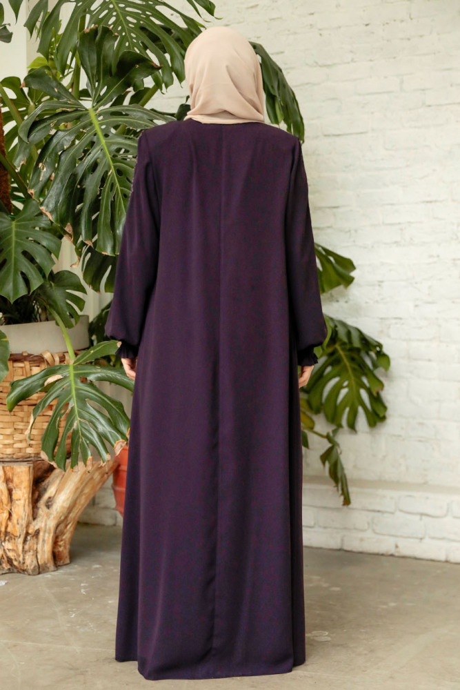 Modest Plum Color Abaya 45274MU - 5