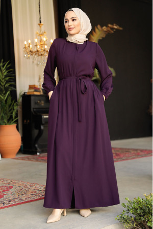Modest Plum Color Abaya For Women 62601MU - 1