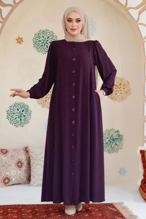 Modest Plum Color Dubai Abaya 45283MU 