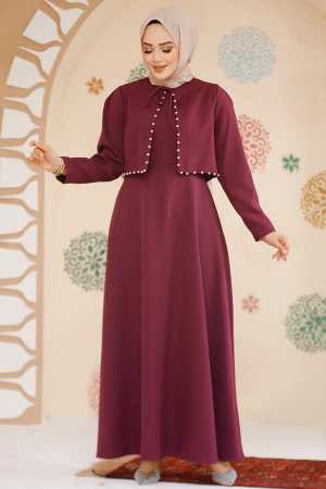 Modest Plum Color Eid Dress 61462MU - 1