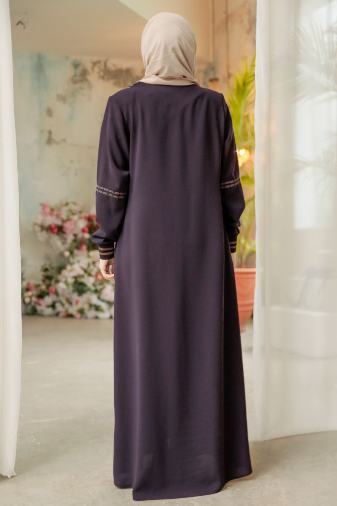 Modest Plum Color Plus Size Abaya 62102MU - 4