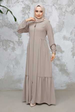 Modest Plus Size Beige Dubai Abaya 8133BEJ - 2