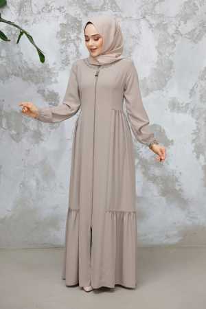 Modest Plus Size Beige Dubai Abaya 8133BEJ - 1