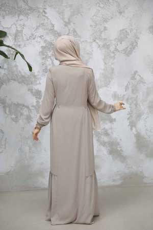 Modest Plus Size Beige Dubai Abaya 8133BEJ - 4