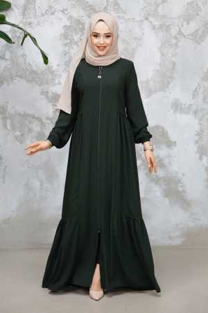 Modest Plus Size Dark Khaki Dubai Abaya 8133KHK - 2