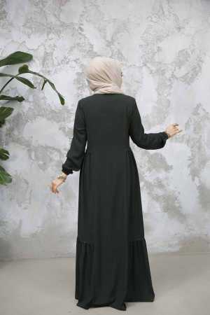 Modest Plus Size Dark Khaki Dubai Abaya 8133KHK - 5