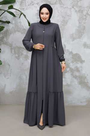 Modest Plus Size Smoke Color Dubai Abaya 8133FU - 2