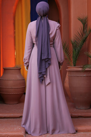 Modest Powder Pink Bridesmaid Dress 25885PD - 5