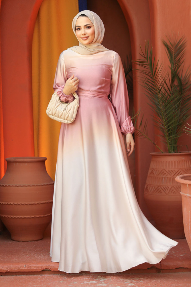 Modest Powder Pink Bridesmaid Dress 42001PD - 2